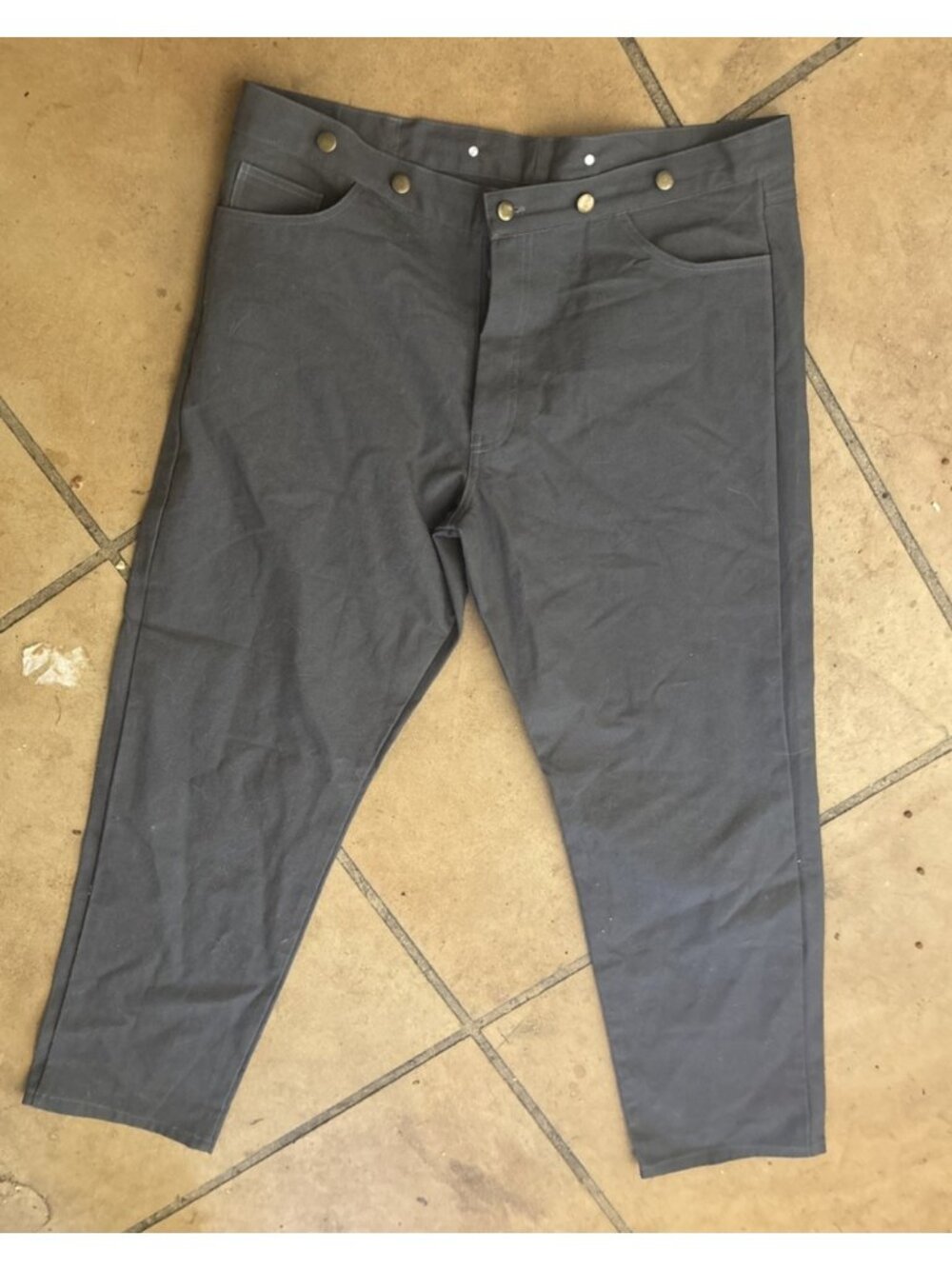 Frontier Classics Mens Western Buckle Back Suspender Pants Grey 42X33 Cotton NEW